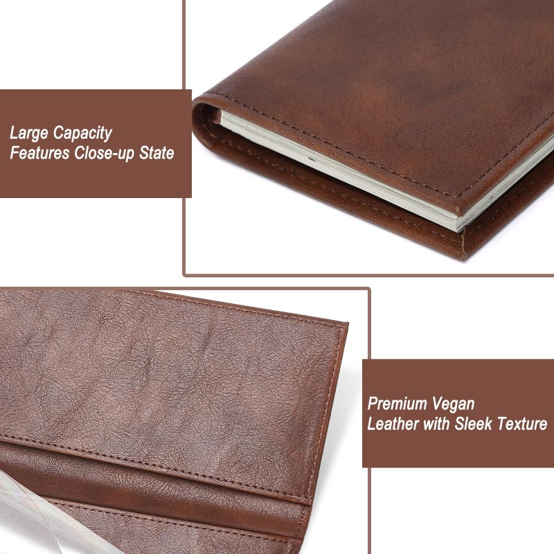 LLi Cufite Leather Checkbook Cover for Top & Side Tear Registers Duplicate Checks with Plastic Insert Flap Card Holder Pen Hoop Slim Wallet for Men Women - Image 5